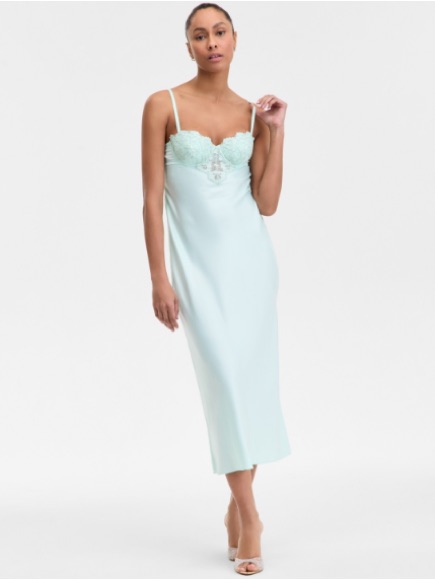 Inc International Concepts Mint Lace-Trim Slip Dress